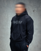 R4W FLEECE HOODIE OUTLINE BLACK