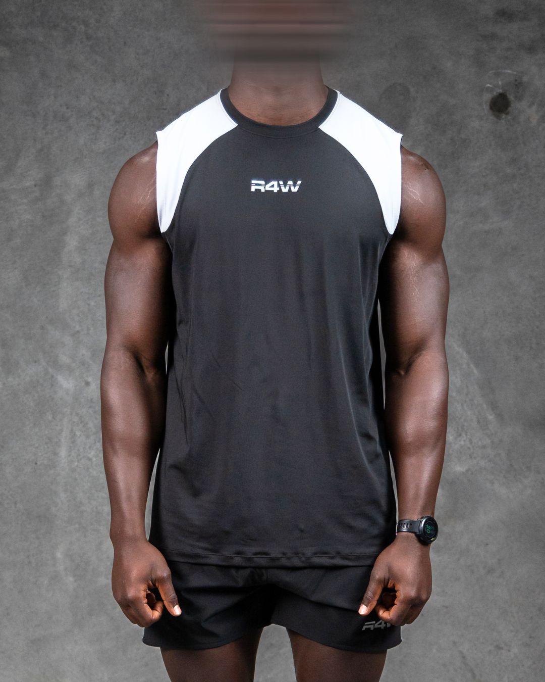 R4W HYBRID MUSCLE TANK BLACK/GREY