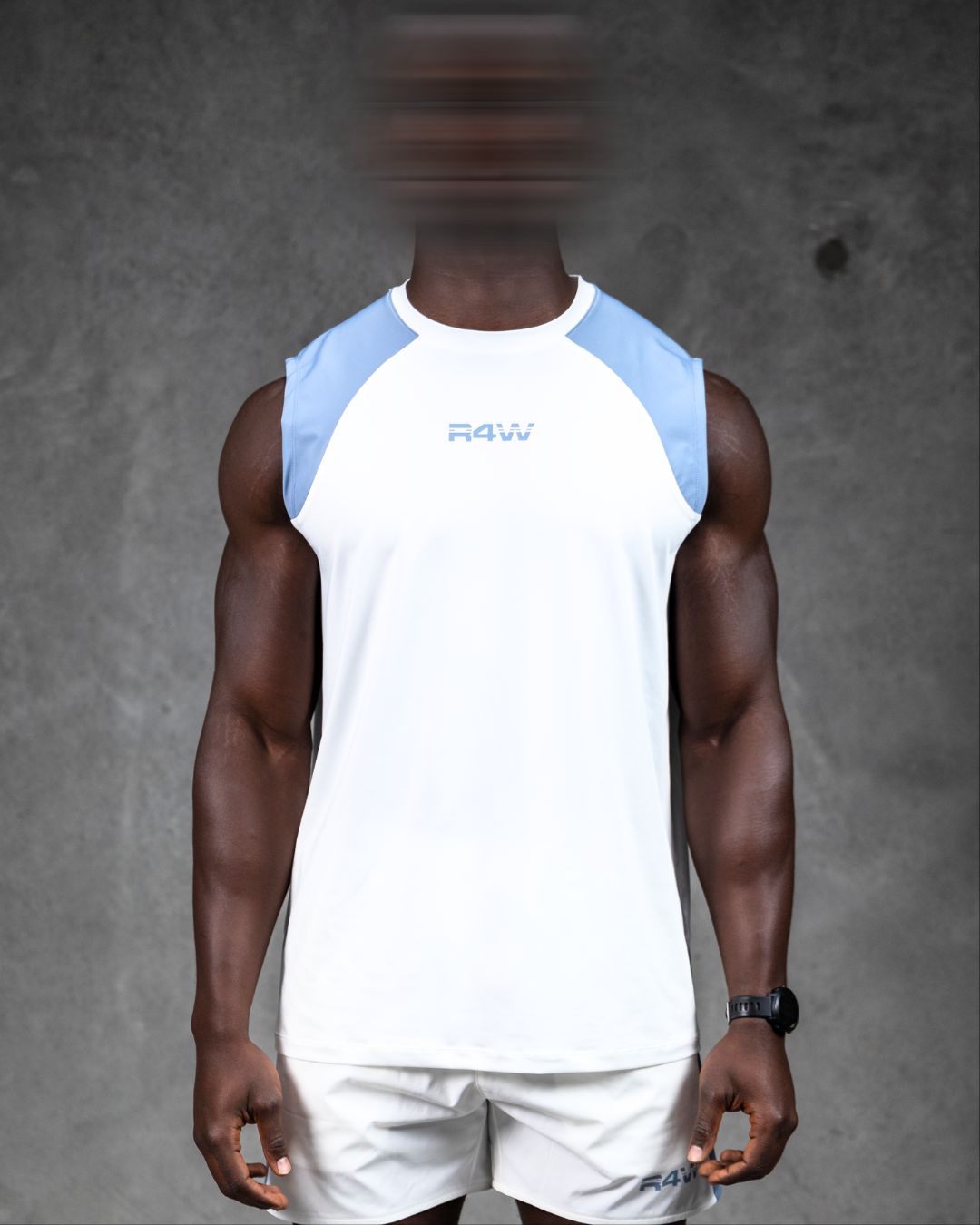 R4W HYBRID MUSCLE TANK WHITE/LIGHT BLUE