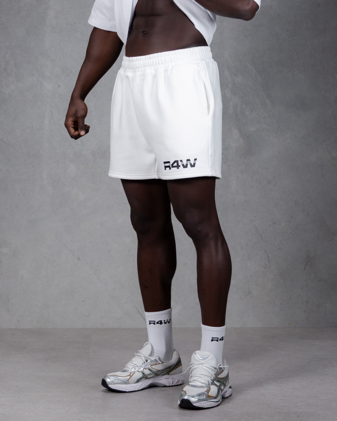 R4W FLEECE SHORTS WHITE