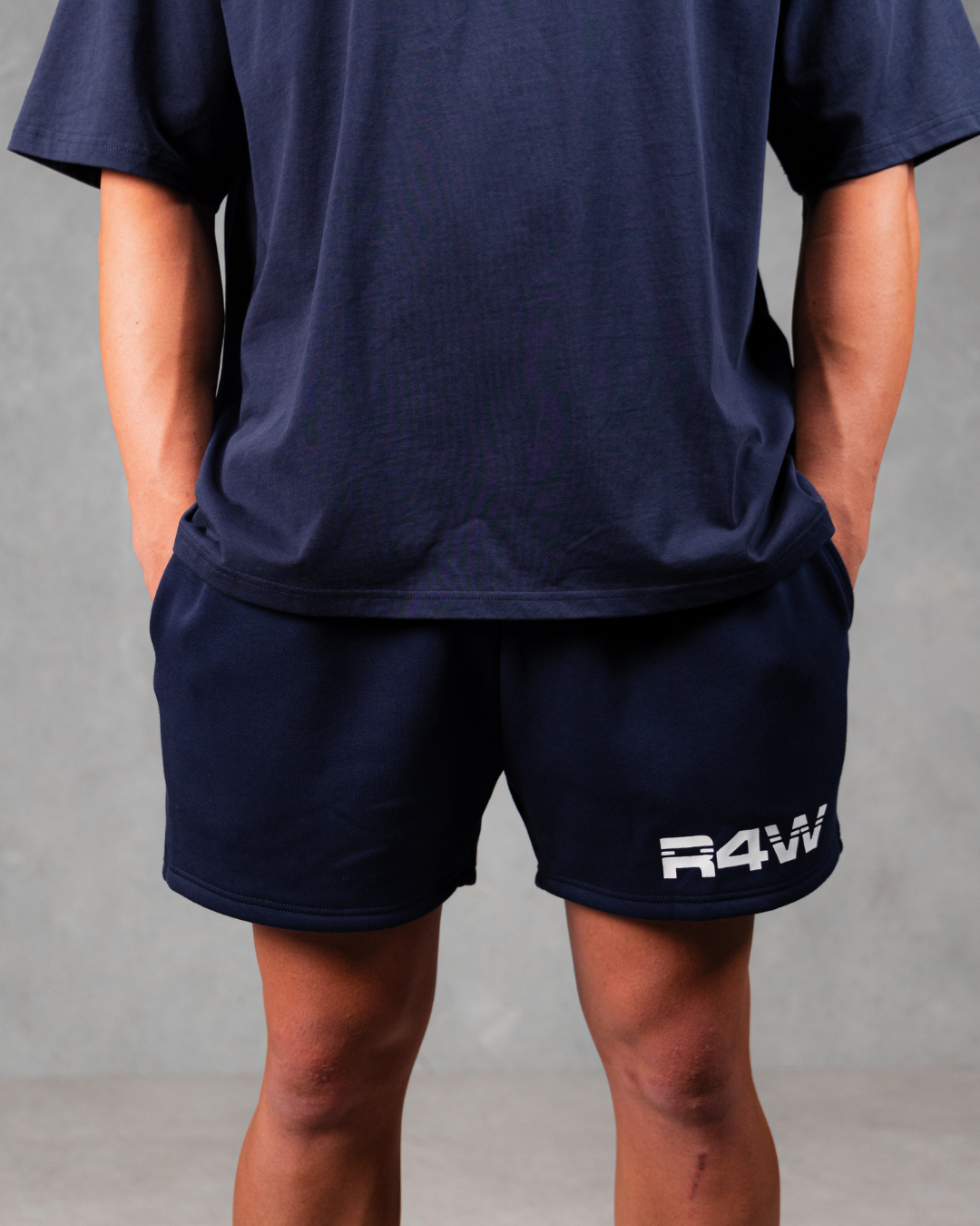 R4W FLEECE SHORTS NAVY BLUE
