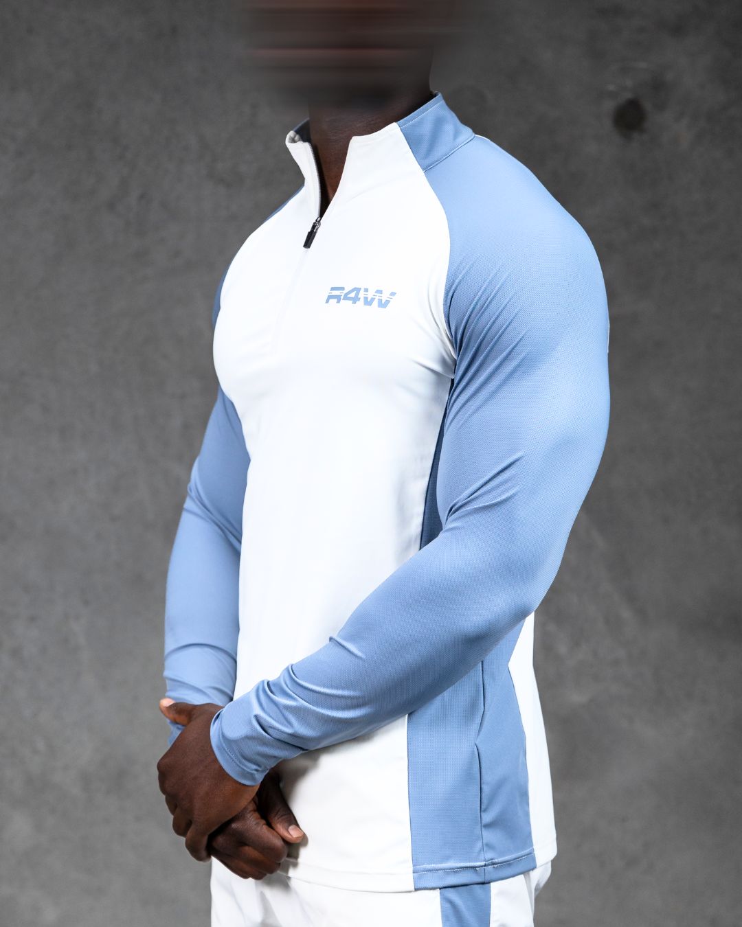 R4W HYBRID QUARTER ZIP WHITE/LIGHT BLUE