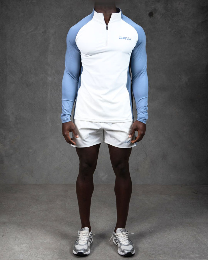 R4W HYBRID QUARTER ZIP WHITE/LIGHT BLUE