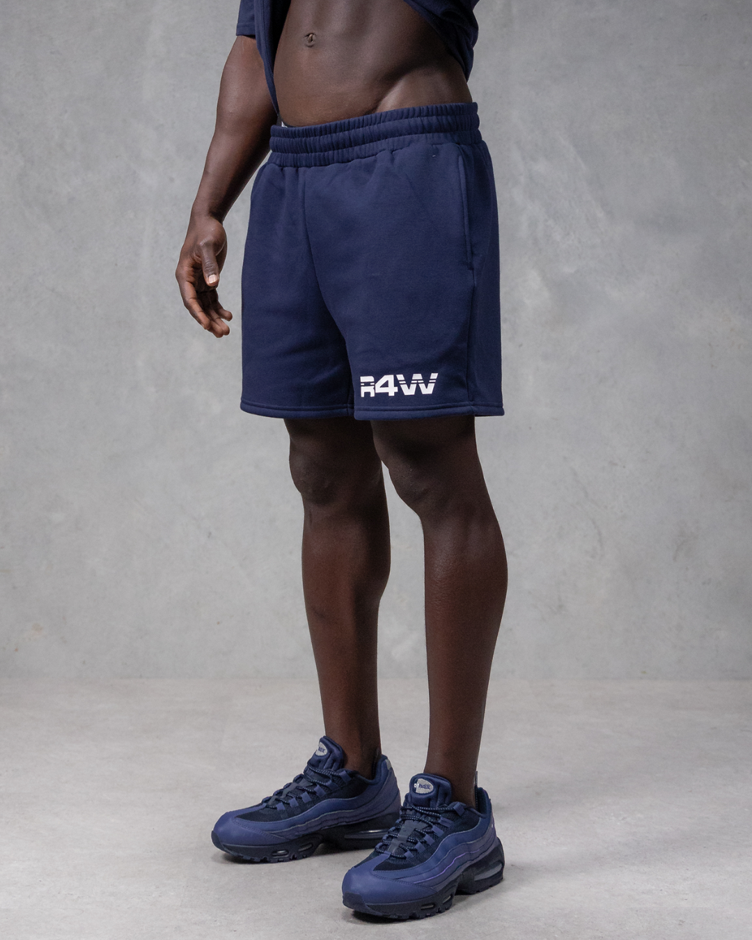 R4W FLEECE SHORTS NAVY BLUE