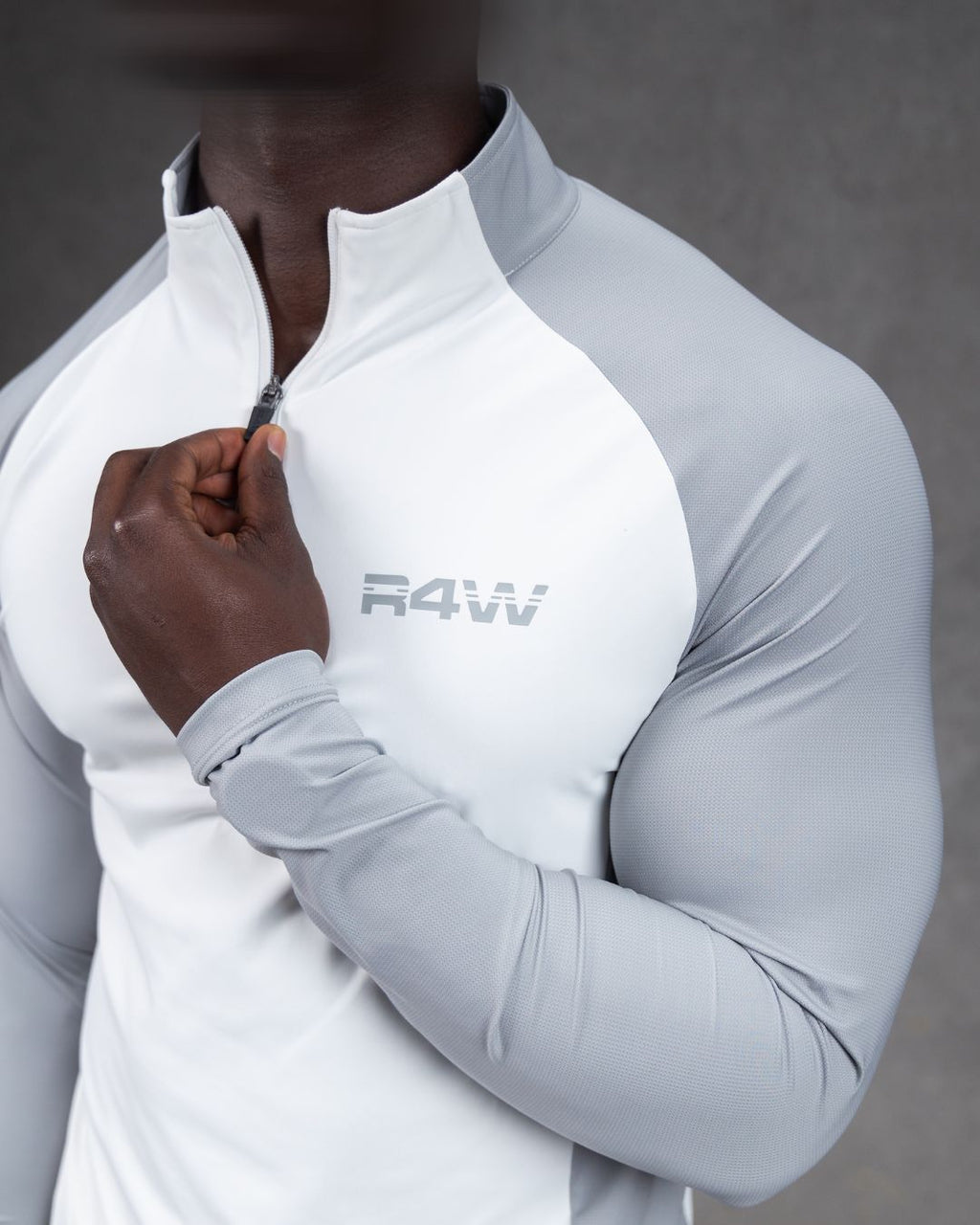 R4W HYBRID QUATER ZIP WHITE/GREY