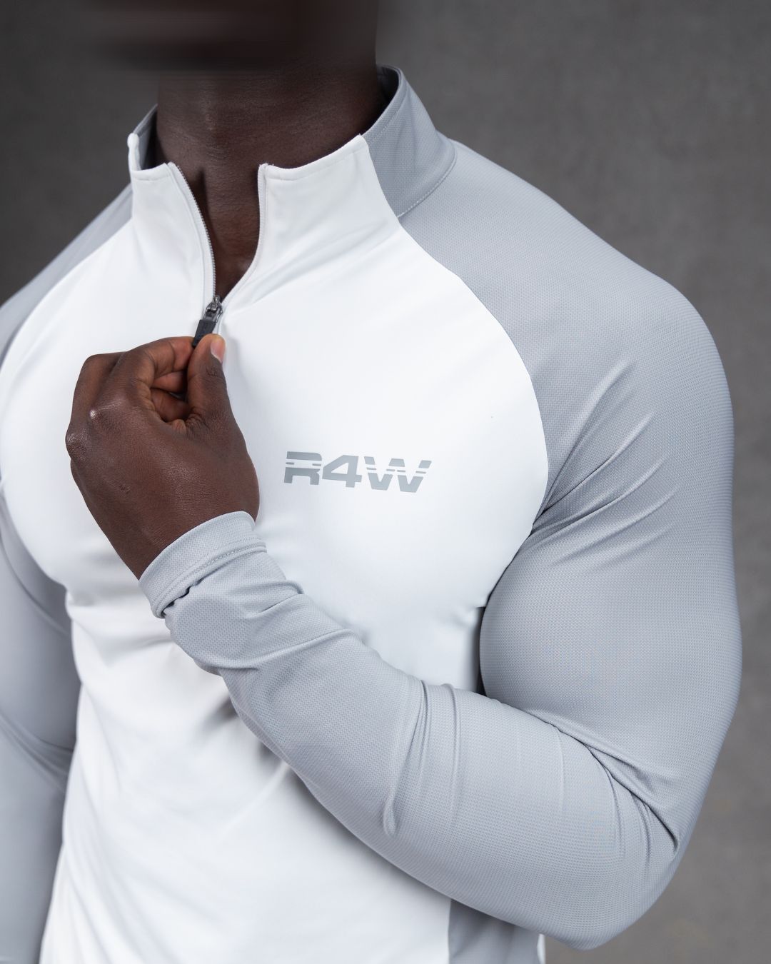 R4W HYBRID QUATER ZIP WHITE/GREY