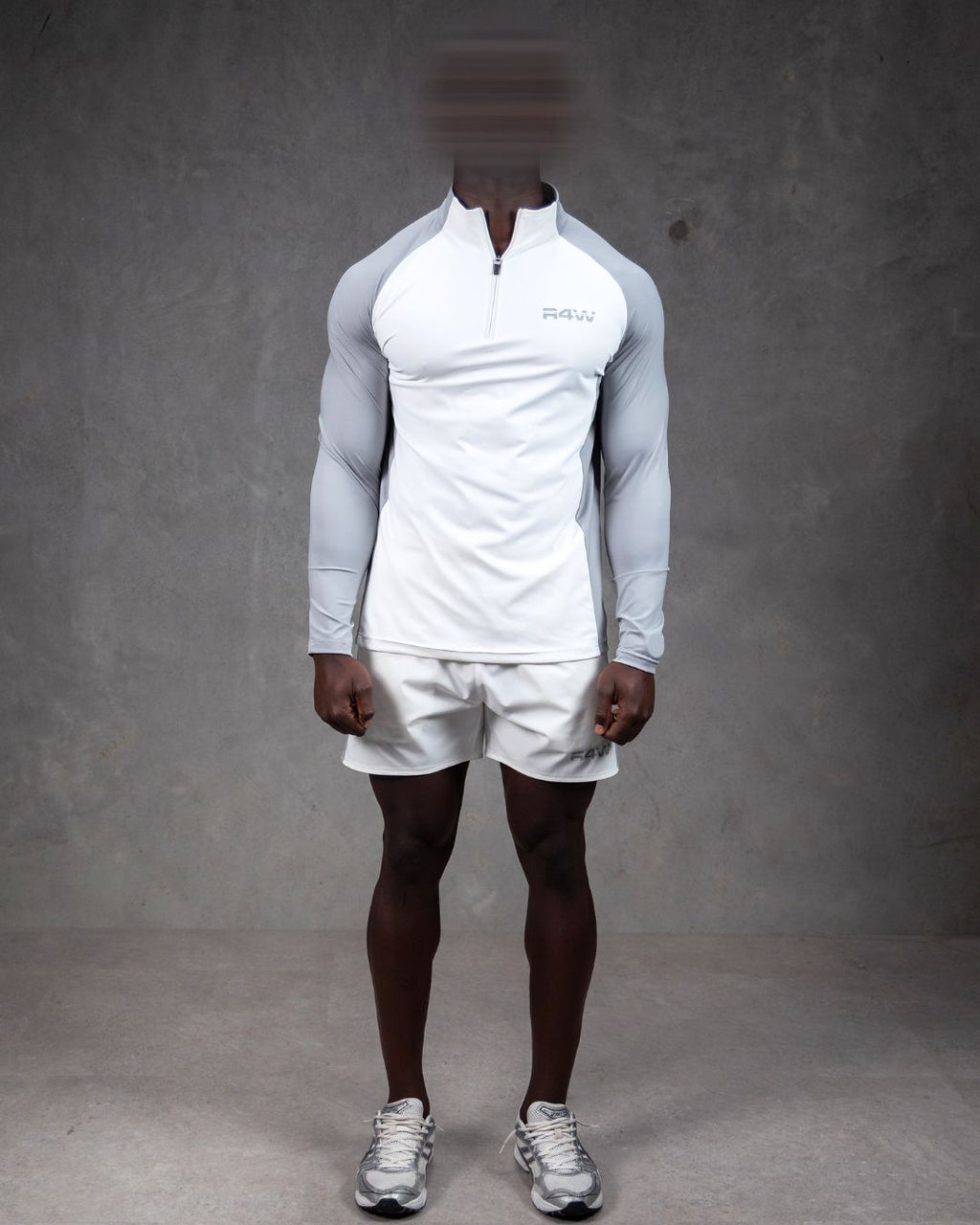 R4W HYBRID QUATER ZIP WHITE/GREY
