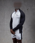 R4W HYBRID QUARTER ZIP GREY/BLACK