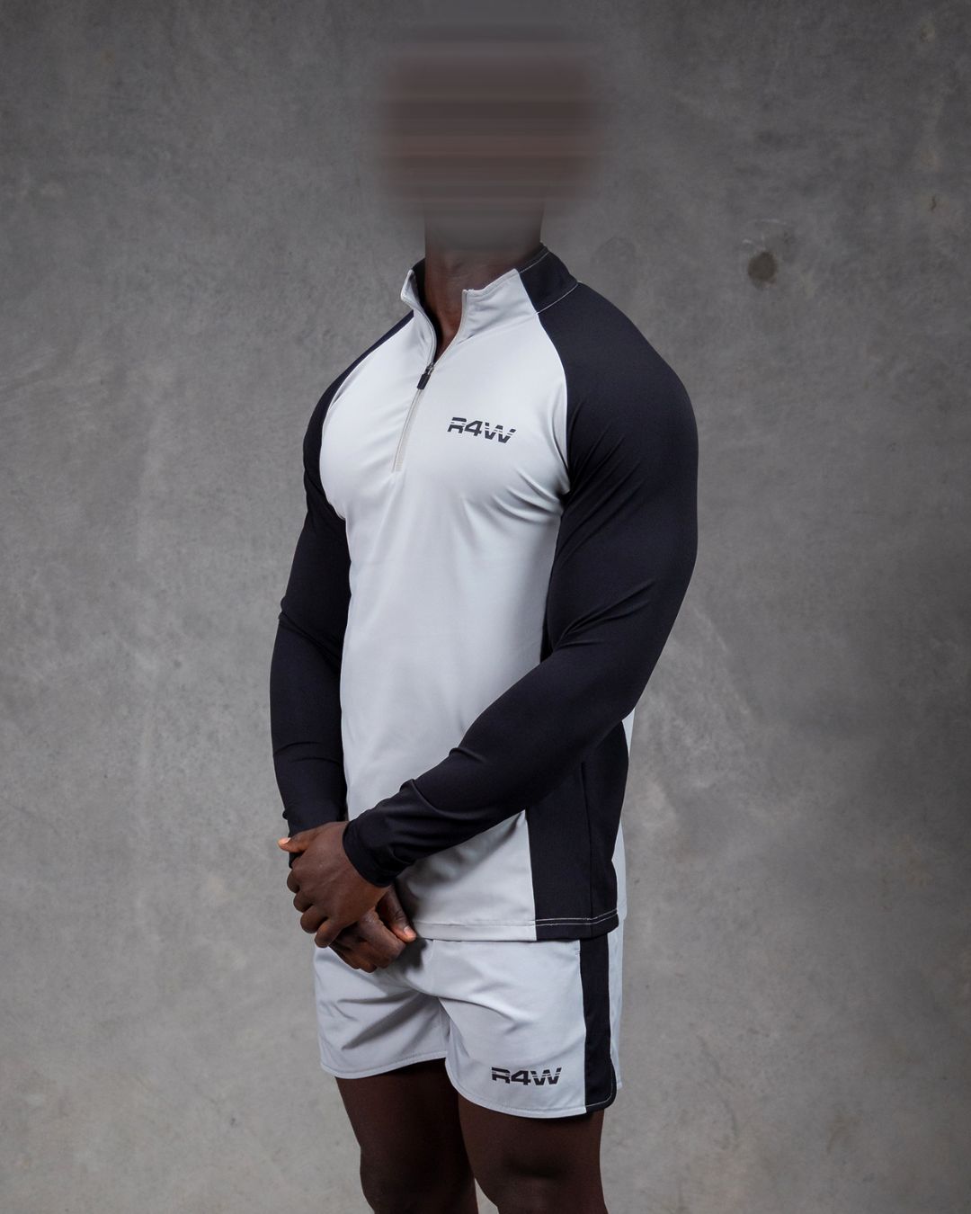 R4W HYBRID QUARTER ZIP GREY/BLACK