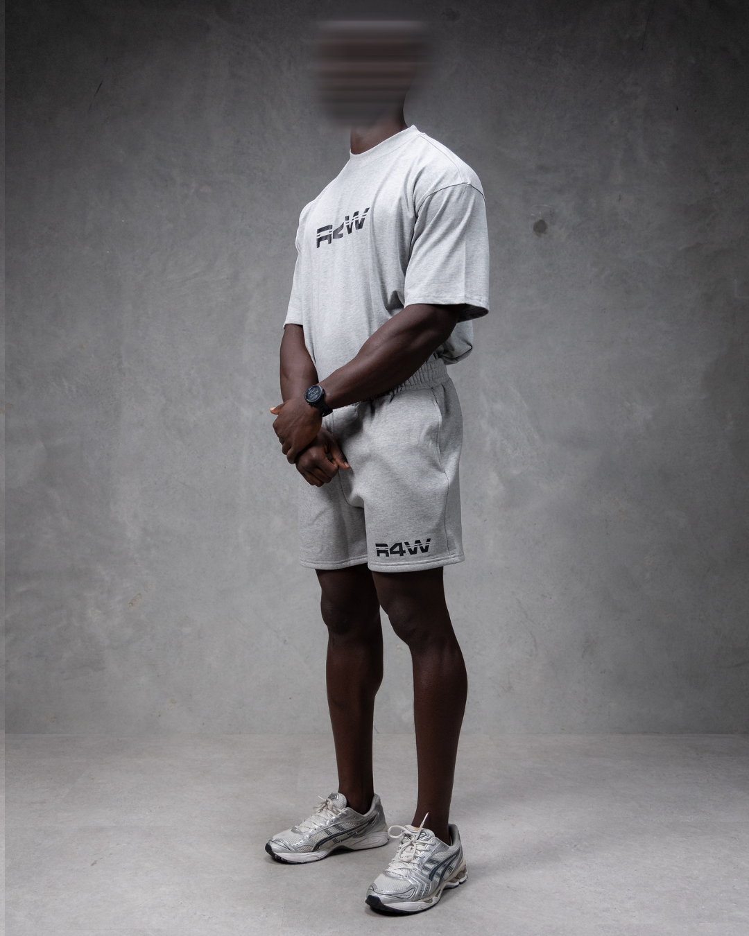 R4W FLEECE SHORTS MARL GREY