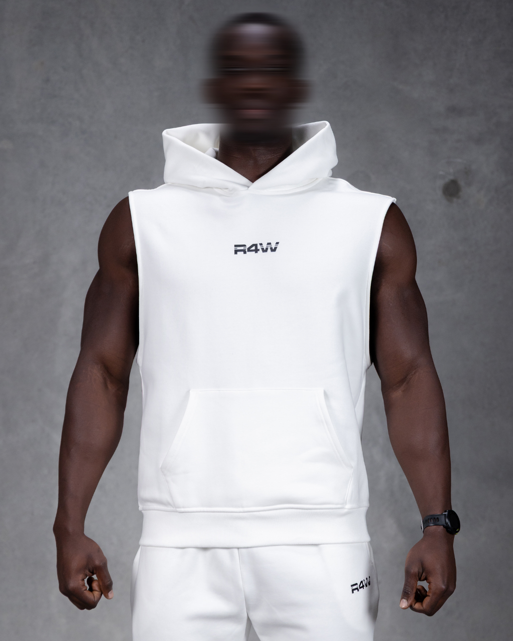 R4W SLEEVELESS HOODIE WHITE