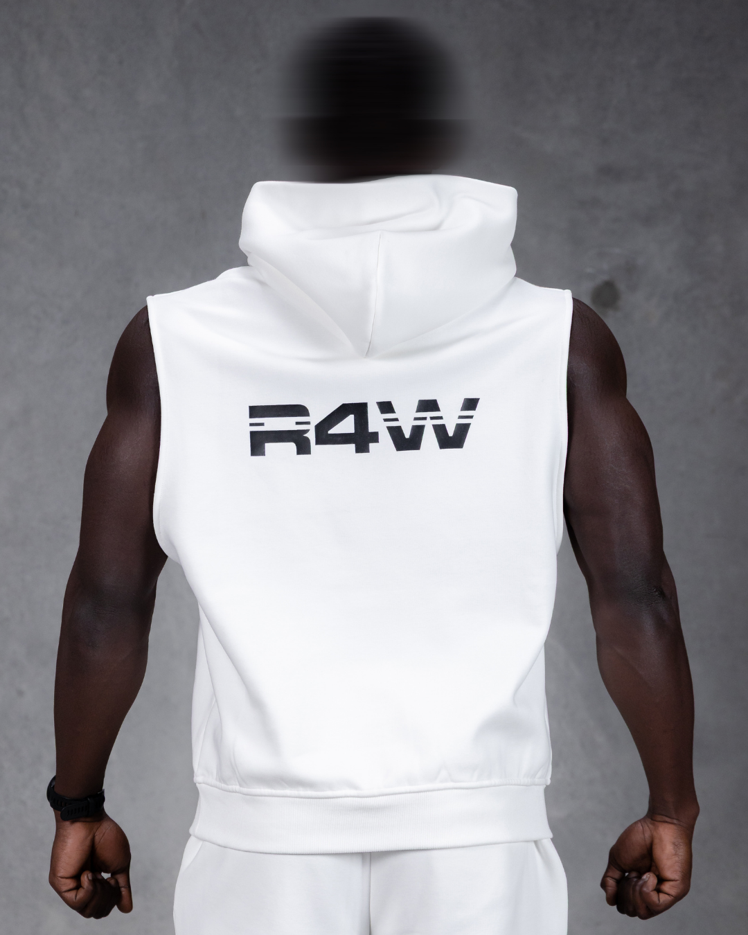 R4W SLEEVELESS HOODIE WHITE