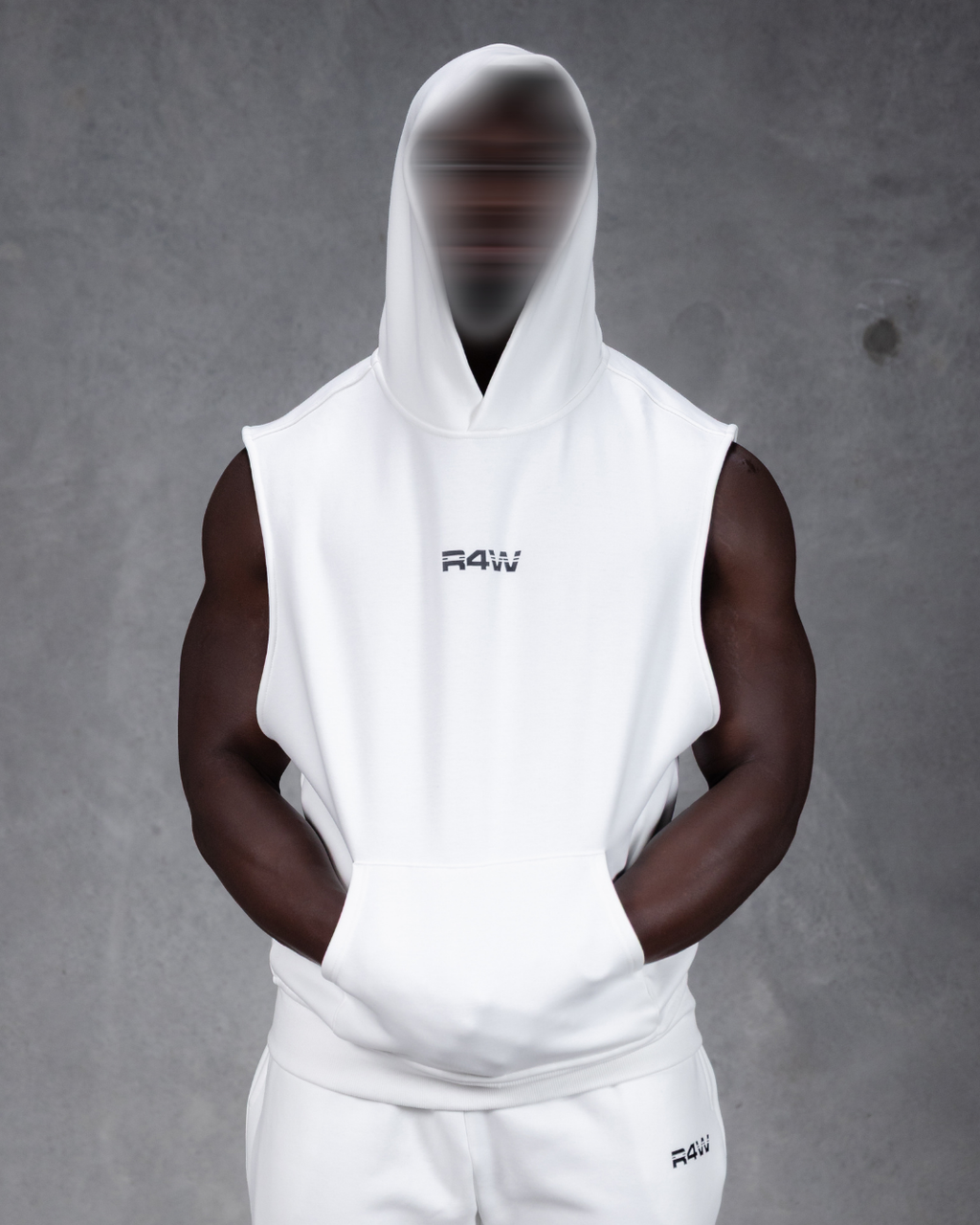 R4W SLEEVELESS HOODIE WHITE