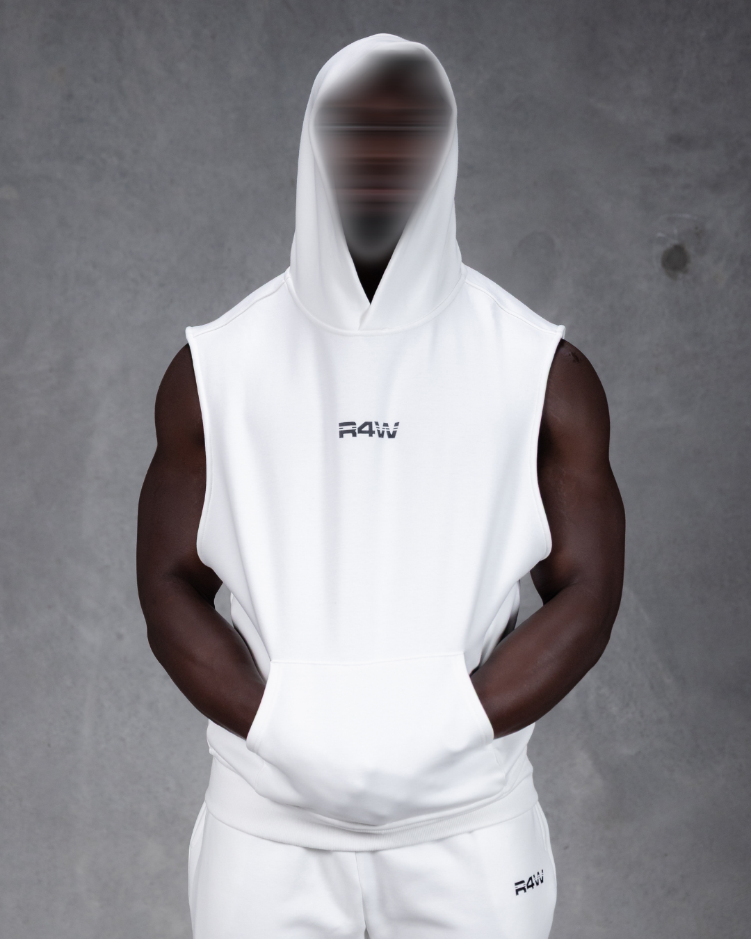 R4W SLEEVELESS HOODIE WHITE