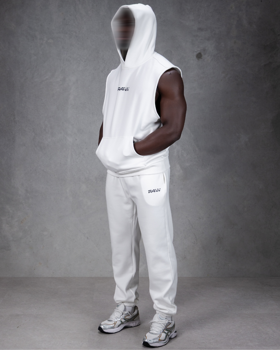 R4W SLEEVELESS HOODIE WHITE