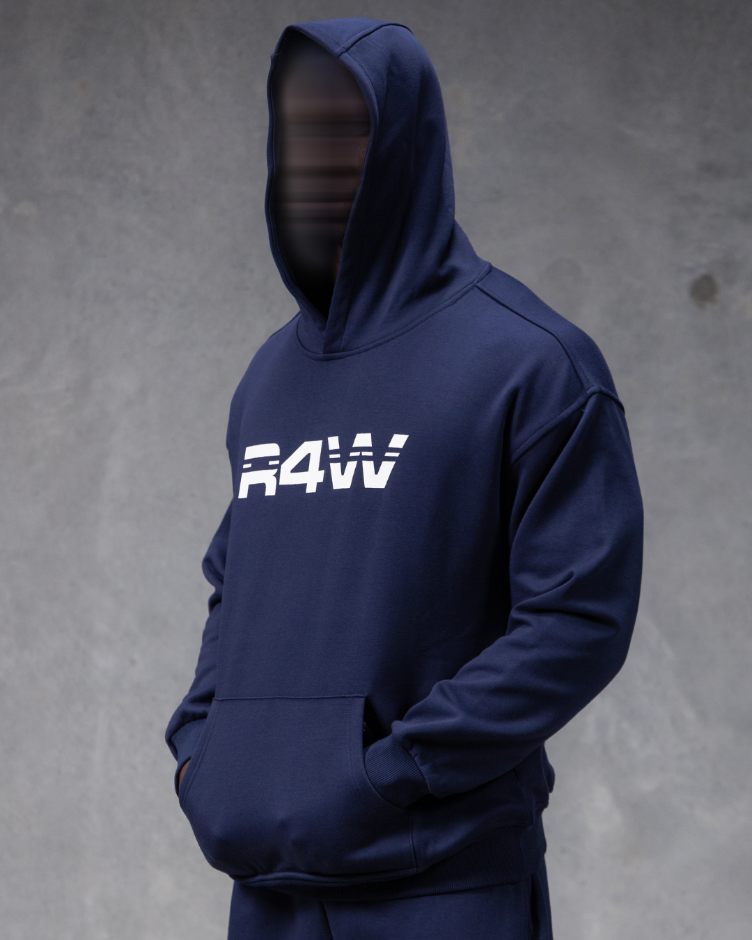 R4W FLEECE HOODIE NAVY BLUE