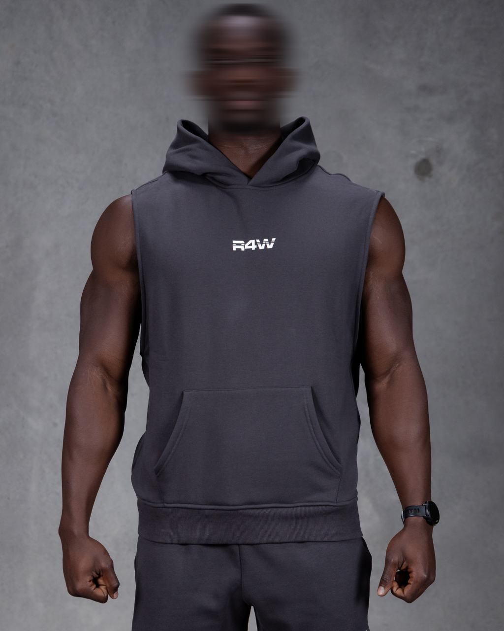 R4W SLEEVELESS HOODIE CHARCOAL