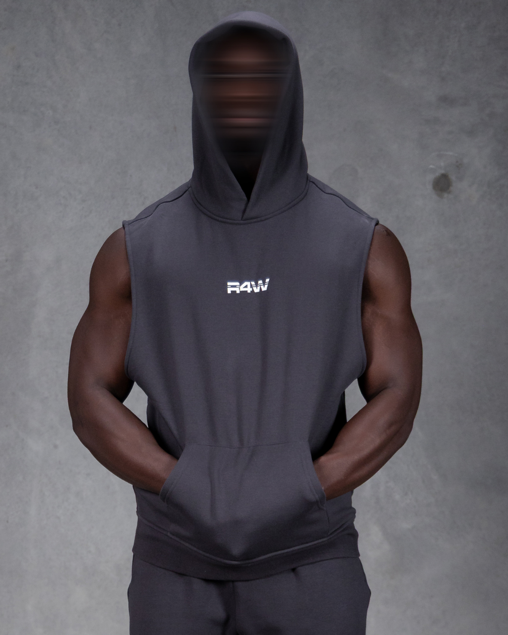 R4W SLEEVELESS HOODIE CHARCOAL