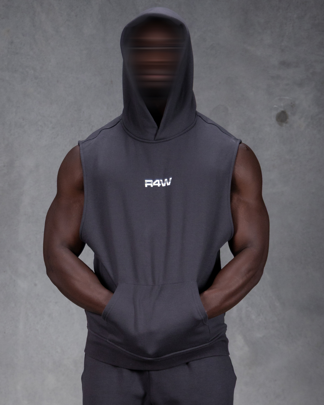 R4W SLEEVELESS HOODIE CHARCOAL
