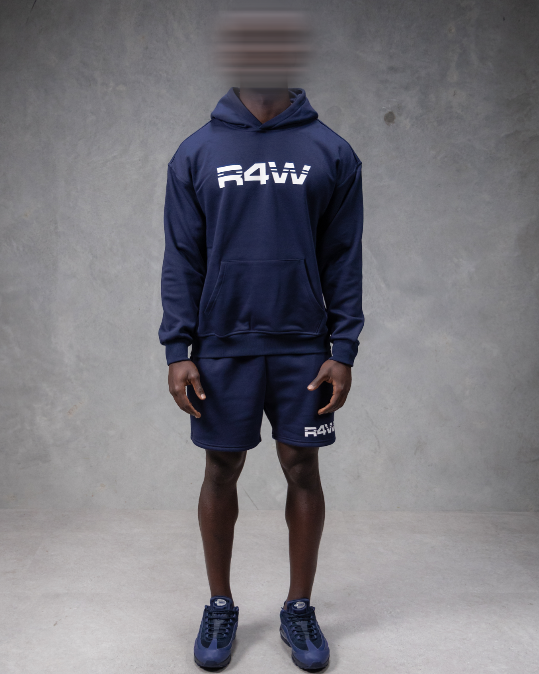 R4W FLEECE HOODIE NAVY BLUE
