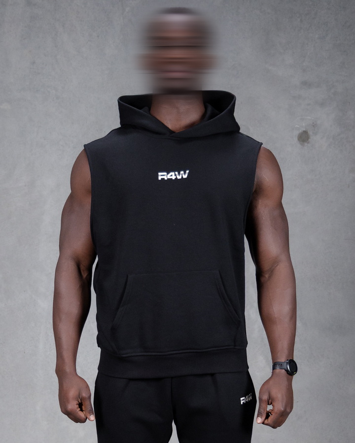 R4W SLEEVELESS HOODIE BLACK
