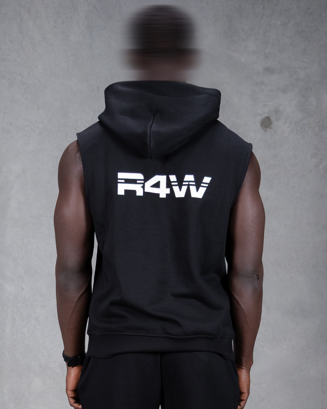 R4W SLEEVELESS HOODIE BLACK