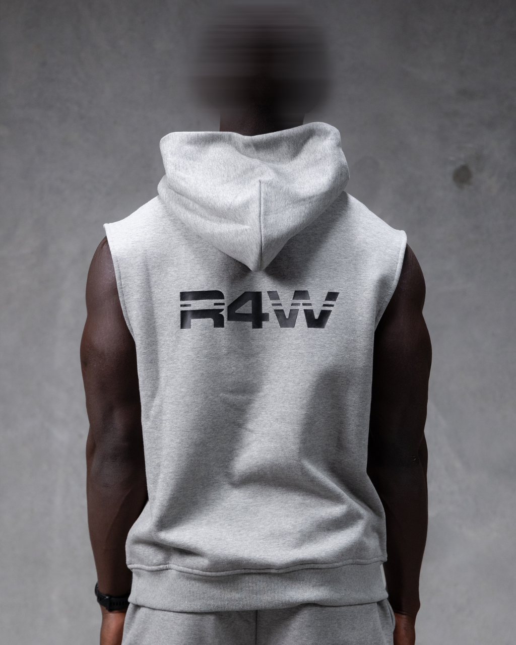 R4W SLEEVELESS HOODIE MARL GREY