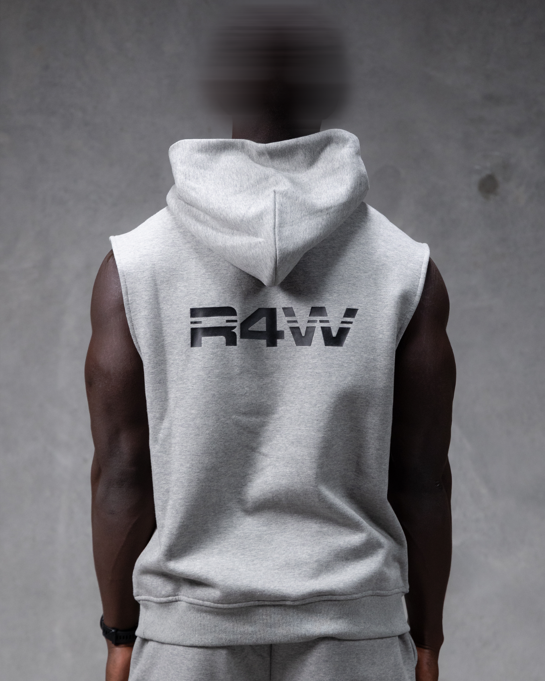 R4W SLEEVELESS HOODIE MARL GREY