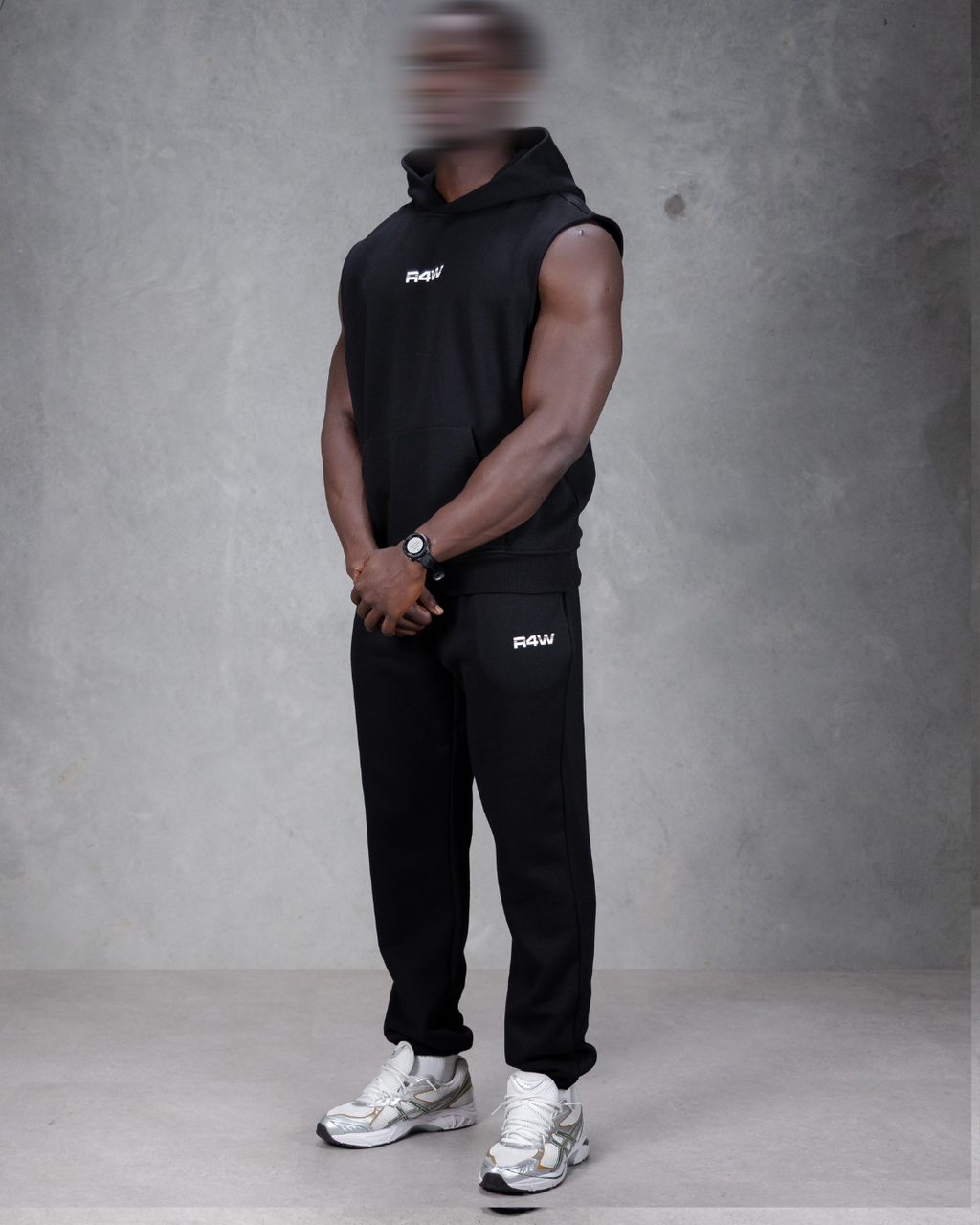 R4W SLEEVELESS HOODIE BLACK