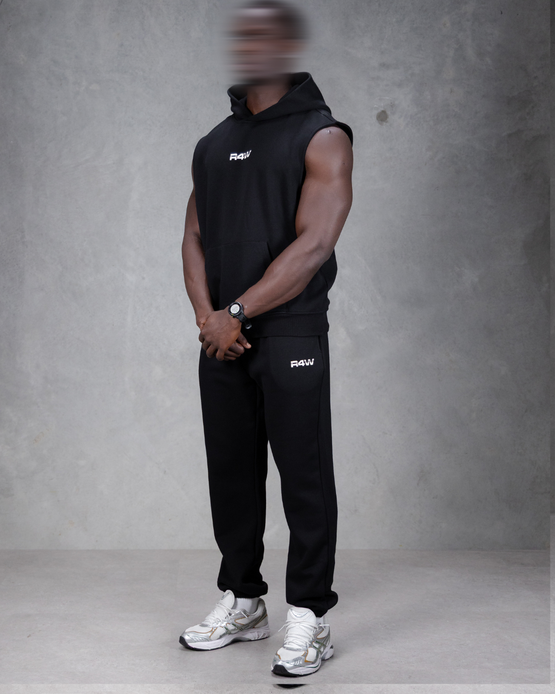 R4W SLEEVELESS HOODIE BLACK