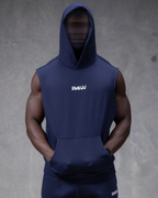 R4W SLEEVELESS HOODIE NAVY BLUE