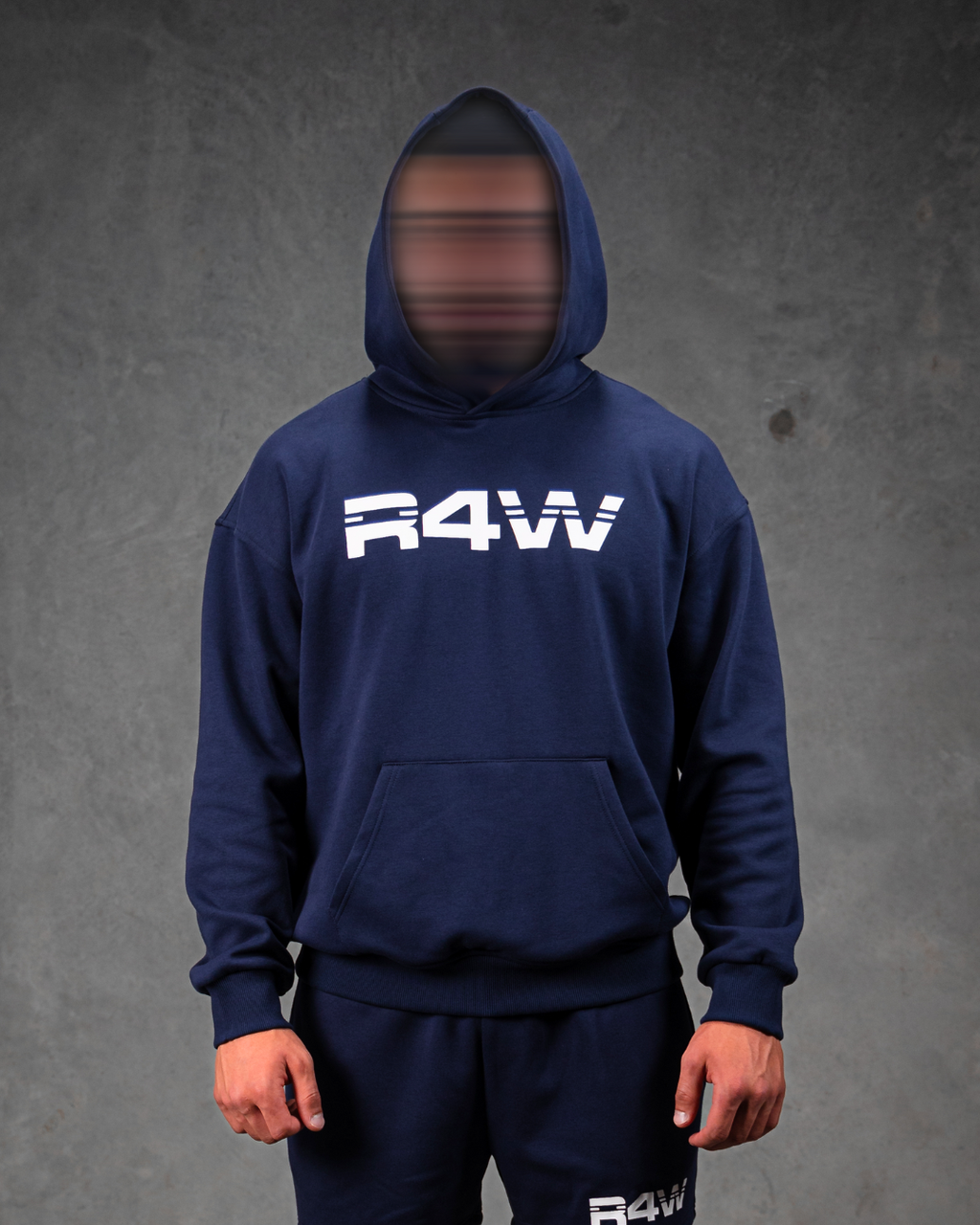 R4W FLEECE HOODIE NAVY BLUE